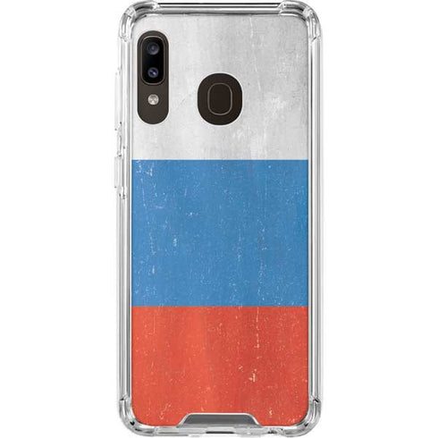 Russian Flag Distressed Galaxy A30 Clear Case